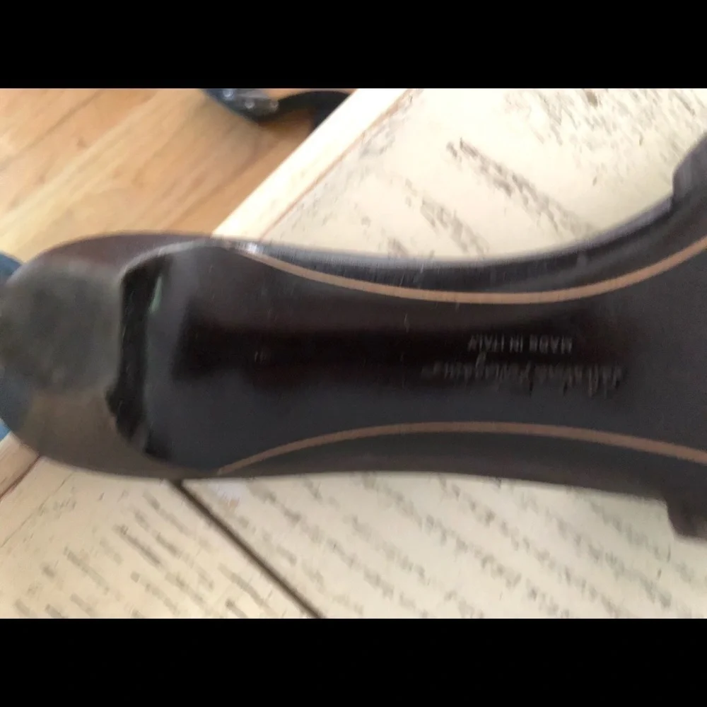 Salvatore  Ferragamo  size 10  Dark Brown leather open toe slides kitten heel